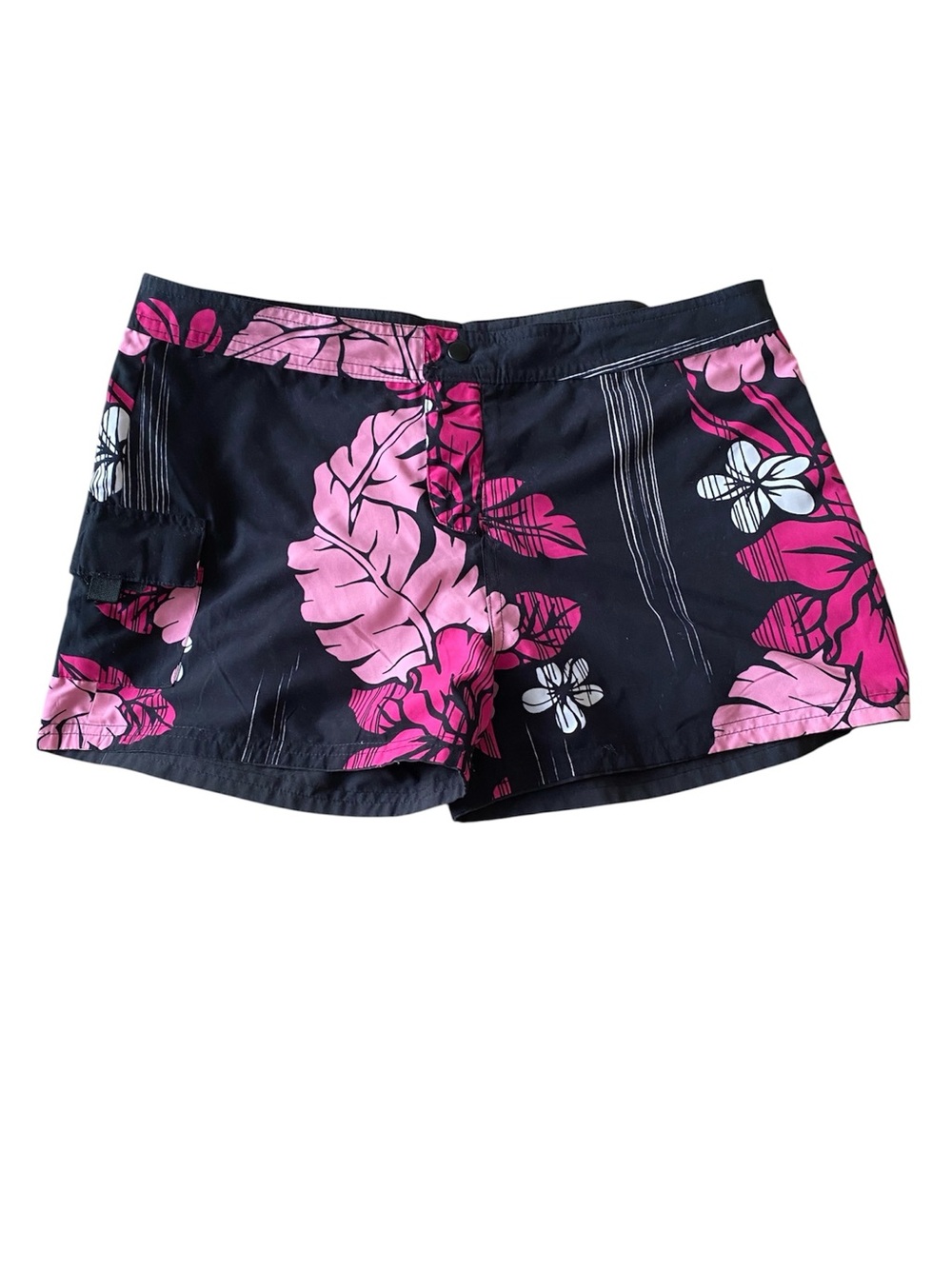 Reversible Swim Shorts in Black With Pink Floral Print